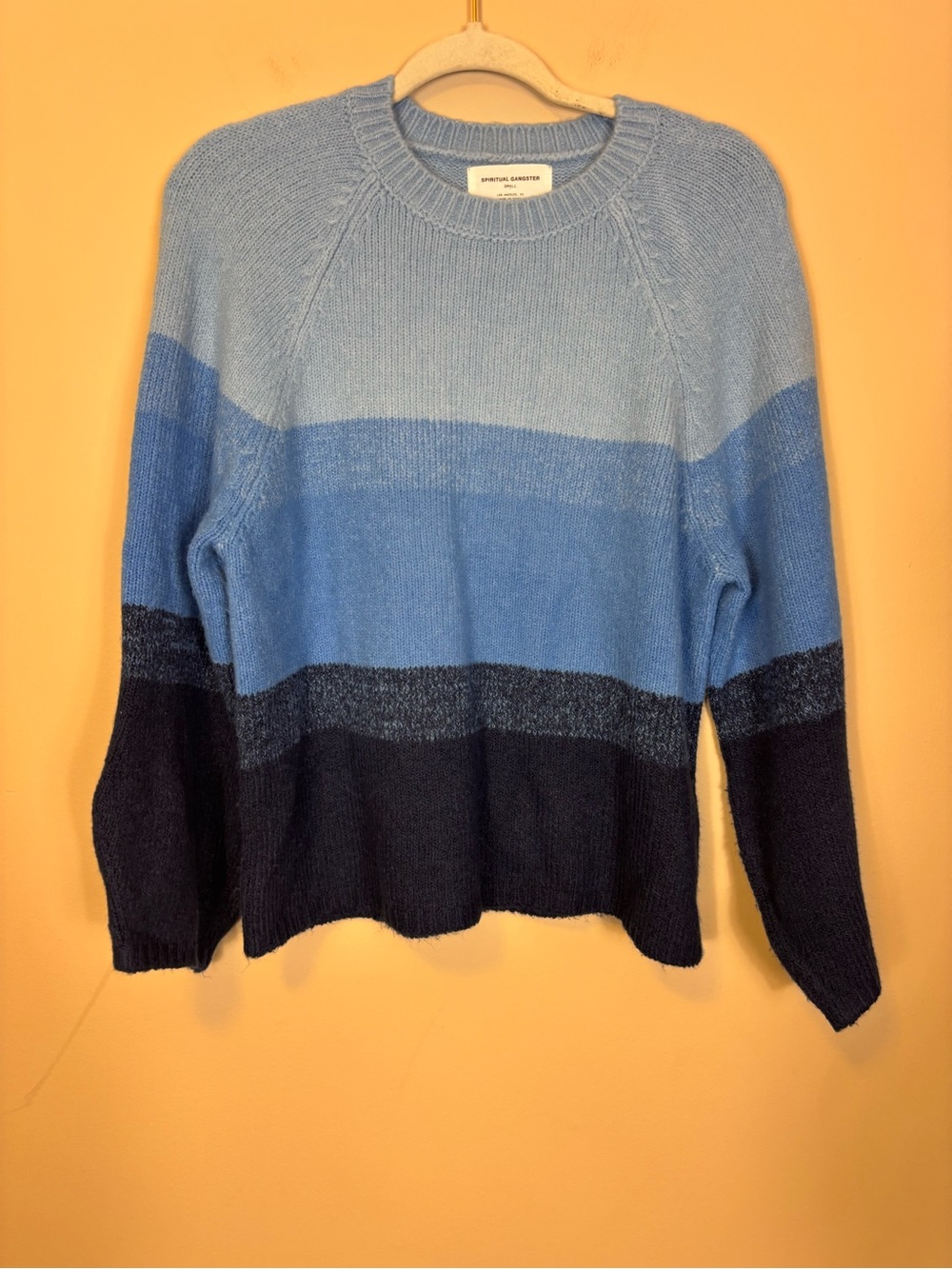 Spiritual Gangster Blue Ombre Colorblock Crewneck Sweater Women’s Small